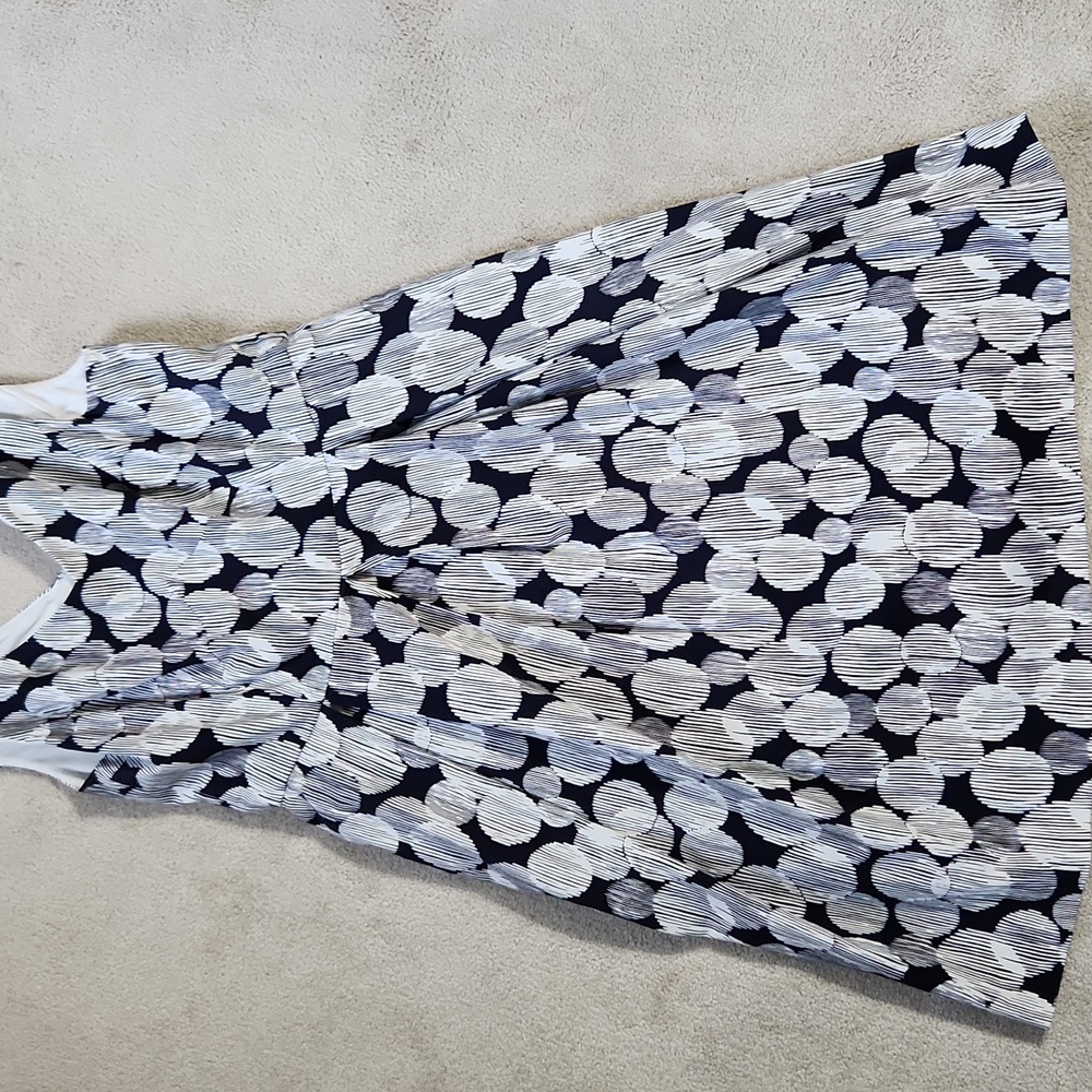 Nine West Fit Flare Dress - White/Dark Navy Size 6